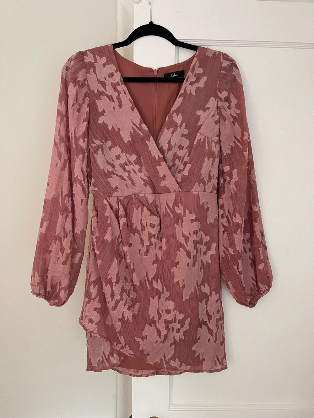 Lulu's Dusty Rose Floral Wrap Mini Dress